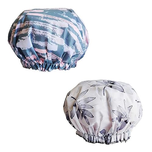 Beaupretty 2個双防水浴帽 おしゃれなヘアプロテクションキャップ 迷彩柄 小