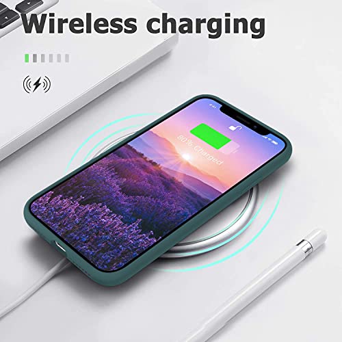 Image of Elzzi Microfiber Candy Case Compatible for iPhone 13 Mini 5.4 Inch Shockproof Slim Back Cover Liquid Silicone Case - Forest Green