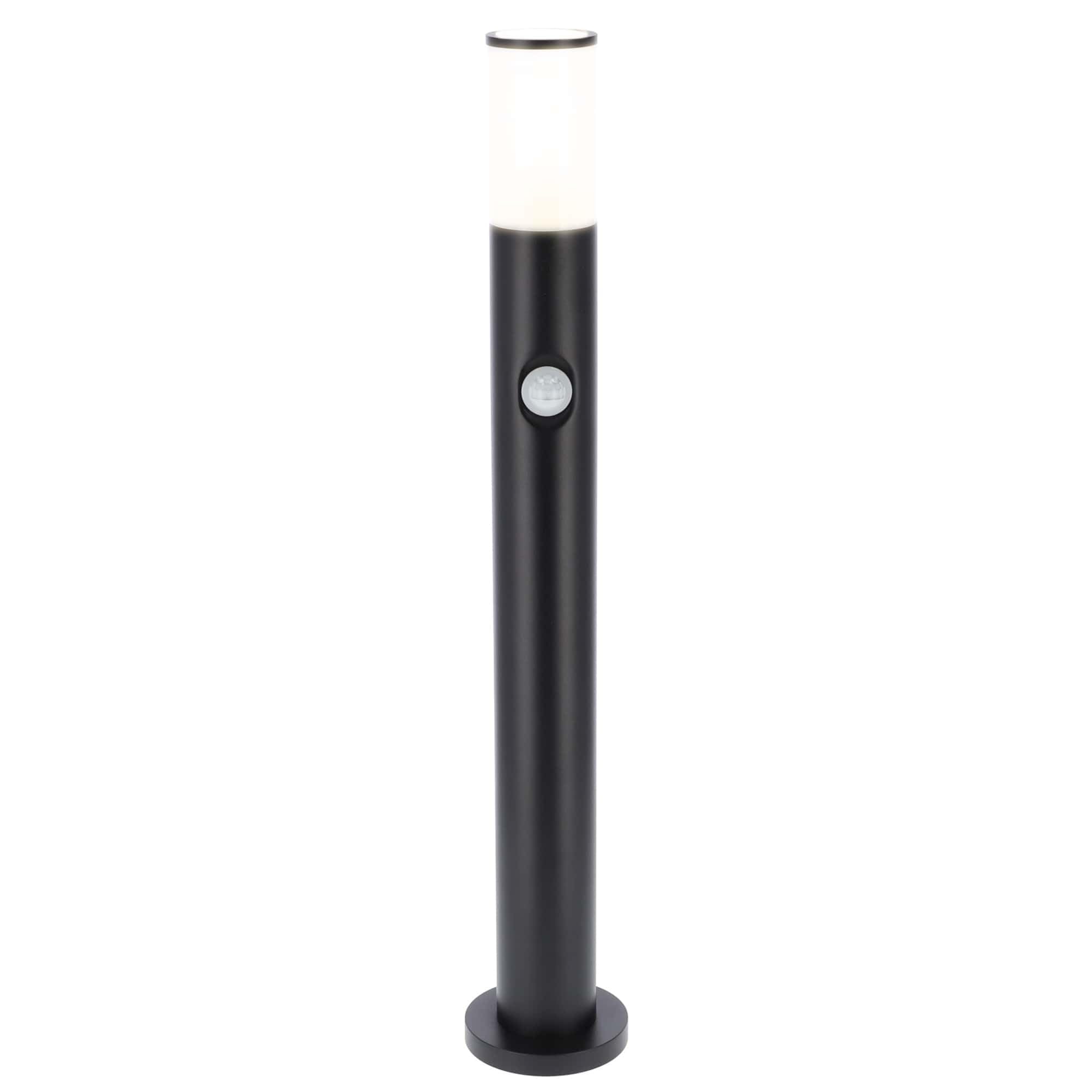 EDO Ogrodowa lampa słupek okrągły z czujnikiem ruchu, latarnia, lampa ogrodowa TULIS OV 60 SENSOR, IP54 GU10 15W 220-240V oświetlenie ogrodowe, dekoracyjne, lampa zewnętrzna EDO777472 Garden Line czarny