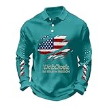 JWNYJFB 250 Anniversary USA Polo Shirt Mens Waffle Button Down American Flag Graphic Tshirt Casual Long Sleeve Top 1776-2026 250th Anniversary USA Patriotic Tee MintGreen L