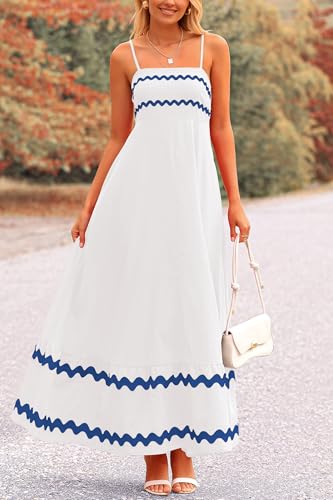 Image of PRETTYGARDEN Women's 2026 Summer Flowy Maxi Dress Casual Sleeveless Spaghetti Strap Ruffle Beach Long Dresses