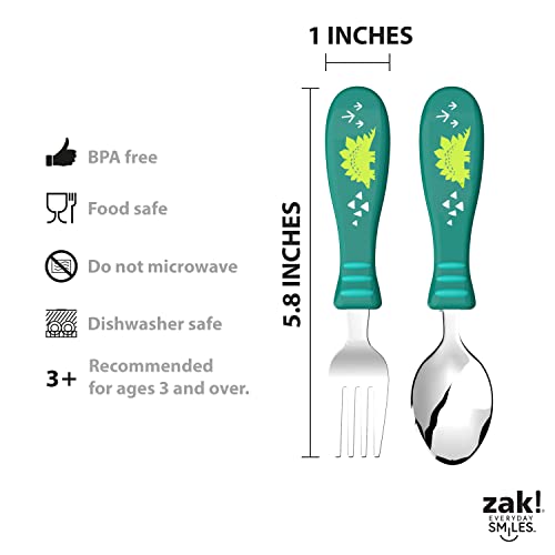 Zak Designs 7090-5480 Zak! Dinosaur - 5-Piece Dinnerware Set - Durable Plastic & Stainless Steel - Includes Water Bottle, 8-Inch Plate thumb #7