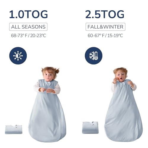 Image of 2.5 Tog Baby Sleep Sack, Supersoft Quilted Cotton Thermostatic Toddler Sleeping Sack for Babies Infant, 2-Way Zipper Warm Comfy Baby Wearable Blanket