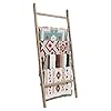 FUIN 6.4ft Wooden Blanket Ladder Farmhouse Decorative Wall Leaning Rack Holder Display Throw Quilt Rustic Towel Ladder for Bathroom, Burnt Brown, 38in Wide