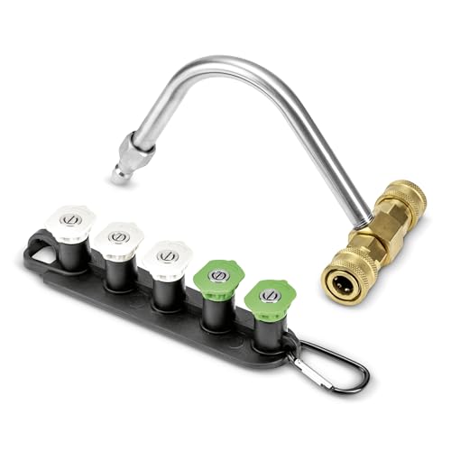 Kärcher Kit de Limpieza de canalones, máximo 3,500 PSI para una Limpieza eficaz de canalones con lavadoras a presión, Incluye Cinco boquillas y Soporte para boquillas