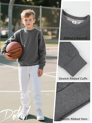 3 Pack Boys Sweatshirts Fleece Cotton Boys Long Sleeve Shirts Crewneck Kids Sweatshirts Soft Pullover Tops for Kids3