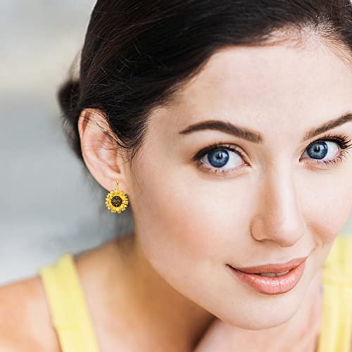 Sunflower Earrings for Women 925 Sterling Silver Gold Plated Sunflower Leverback Earrings Jewelry Birthday Gifts for Women2