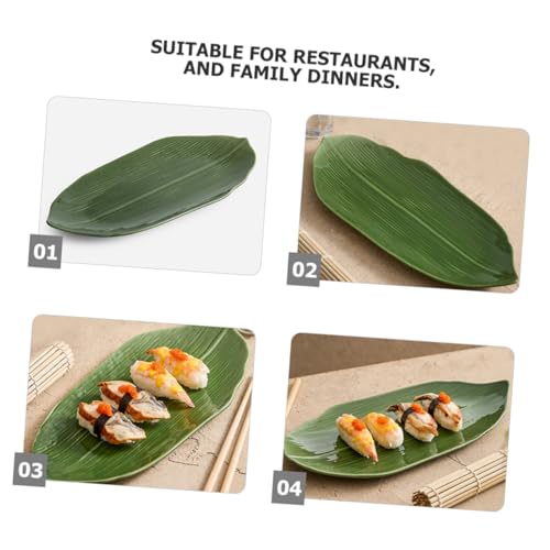 Plato sushi de cerámica VILLCASE forma hoja 14.72x6.69x1.38 in miniatura 5
