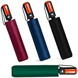 081 Store - 4 PEZZI Ombrello Pieghevole Antivento Da Pioggia Con Apertura Automatica – Compatti, Leggeri e Impermeabili Struttura Resistente Diametro 105cm– Con Fodero, Colori bordeaux Verde Nero Blu