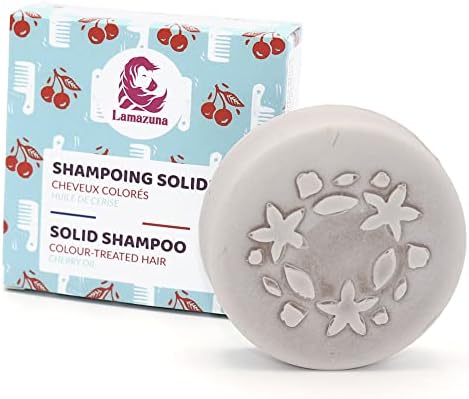 Lamazuna Solid Shampoo Bar For Color-Treated Hair - Cherry Oil, Sidr Powder, Vitamin E. Protects Color, Nourishes Hair. Vegan Friendly, Organic, Cruelty Free, Solid Shampoo Bars, Made In France.