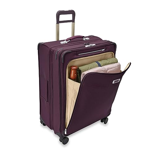 Image of Briggs & Riley 29 inch Large Expandable Spinner - Checked Luggage for Travel, Suitcases with Wheels, Softside Rolling Bag for Men & Women, Self-Repairing Zipper - Baseline Collection, Plum