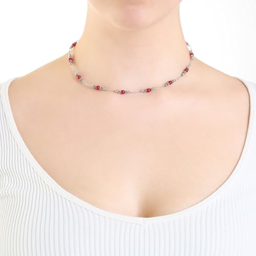 Amazon Essentials Fine Silver-Plated Western Beaded Necklace, 16"4