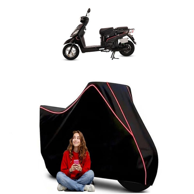Image of NYX Scooty Bike Cover Water Resistant Outdoor Use Universal Fit Scooters Motorcycles Heavy Duty UV Protection Dust Rain Scratch Resistant Elastic Bottom Black Blue Piping