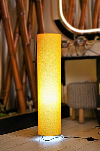 Image of Cotton Fabric Floor Lamp for Bedroom, Living Room, Bed Room, Office | Dimmable Night Stand Desk Lamp for Reading Corner (Yellow1)