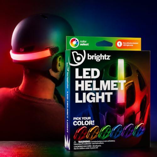 Brightz LED Bike Helmet Light - Color Changing 10.5 in RGB Light Strip for Helmets with 2 Modes 10+ Hour Runtime - Weather Resistant Adhesive Bike Safety Light for Night Riding Commuting Visibility