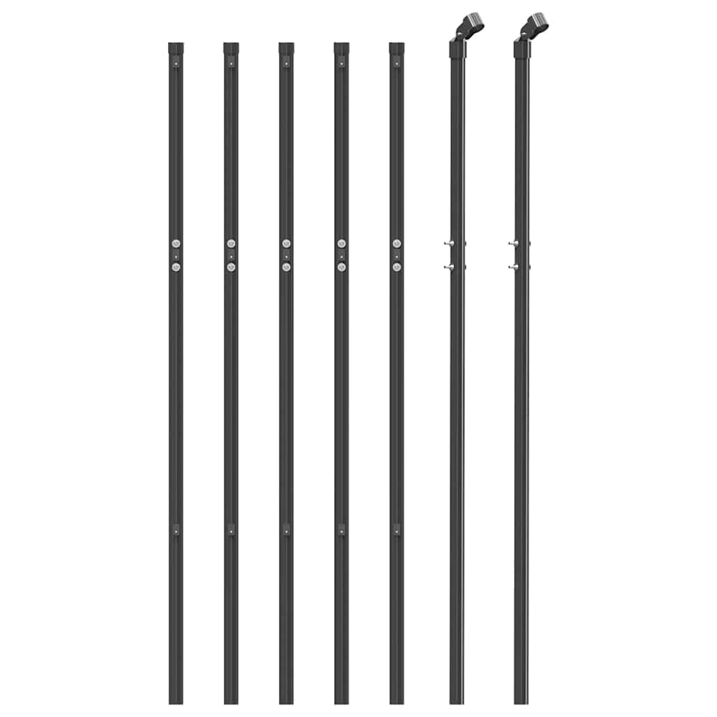 Ogrodzenie z siatki drucianej antracytowe, 1 x 10 m, stal ocynkowana z powłoką PCW, wielkość oczek 60 x 60 mm, łącznie ze słupkami i drutem wiążącym, wszechstronne do ogrodu, działki i
