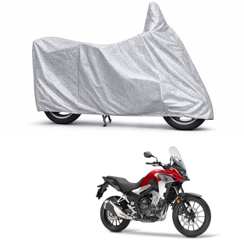 Image of 100% Waterproof Two Wheeler Body Cover Multi Layered Fabric Designed for Honda CB500X | Belt Buckle Lock | Silver Mag