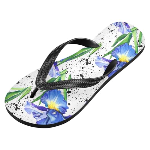 Purple Flowers Ink Flip Flops for Beach Thong Sandals Anti-slip Lightweight Flat Slippers for Travel Summer Outdoor2