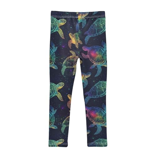 Rainbow Colored Girls' Leggings Toddler Doodles Sea Turtles Kids Yoga Pants Dance Active Tights 4T2