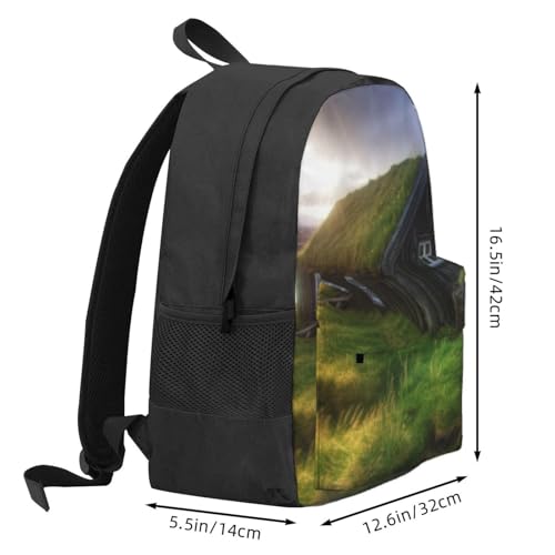Iceland Hut printed Adult backpack Travel Shoulder daypack3