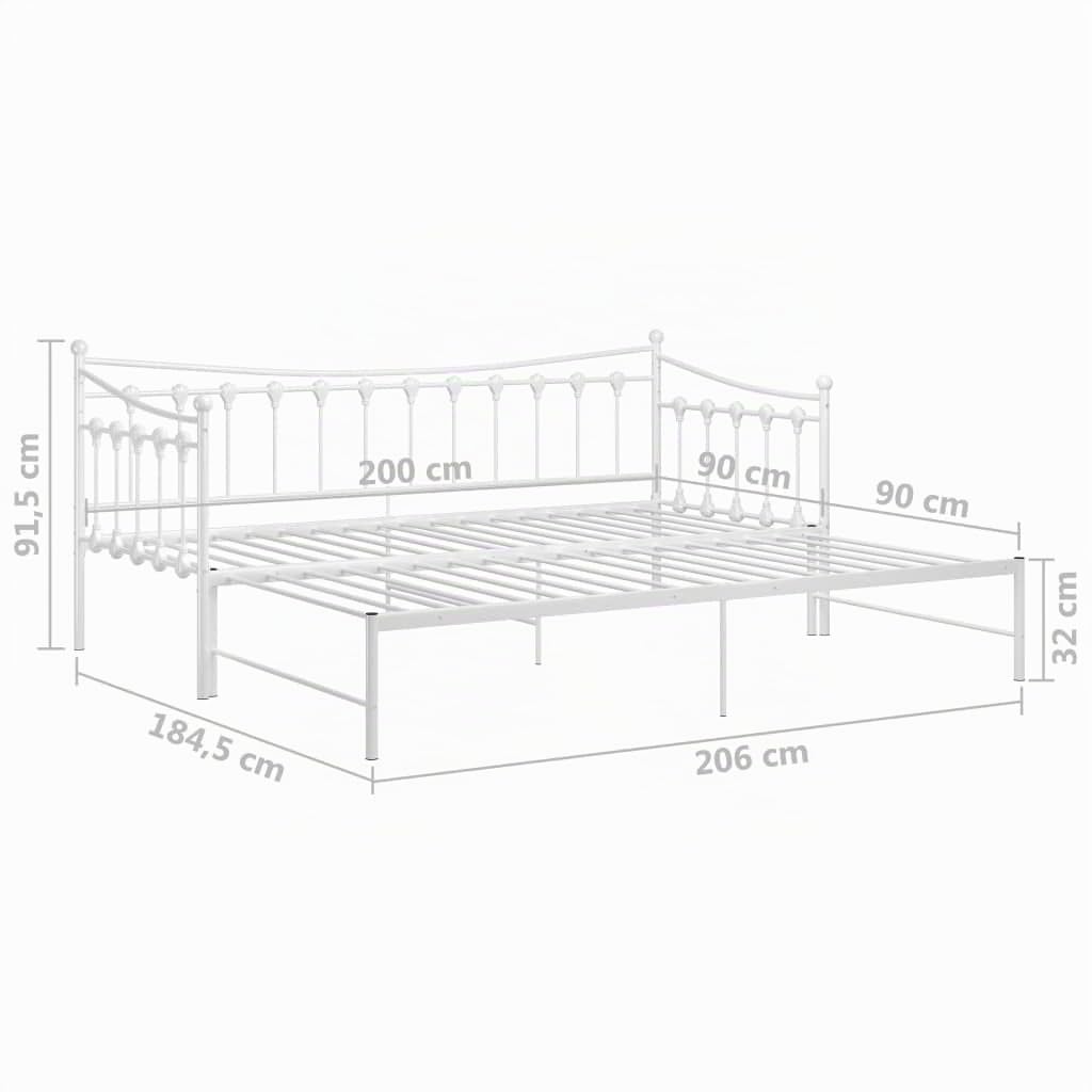 vidaXL Telaio Divano Letto Estraibile Bianco in Metallo 90x200 cm