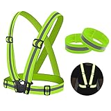 ✔️CONTENIDO DEL PAQUETE - 1 Piezas chaleco reflectante de seguridad + 2 Brazalete Reflectante Running, colores: verde fluorescente.