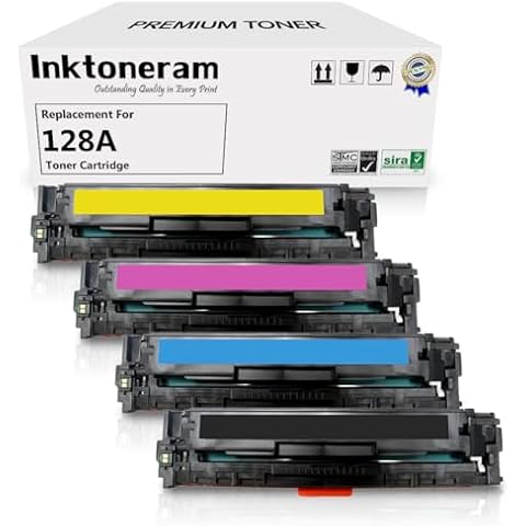 Inktoneram Remanufactured Toner Cartridges Replacement for HP 128A CE320A CE321A CE322A CE323A Laserjet Pro CP1525n CP1525nw CM1415 CM1415fnw CM1415fnw MFP ([Black,Cyan,Magenta,Yellow], 4-Pack) Cover
