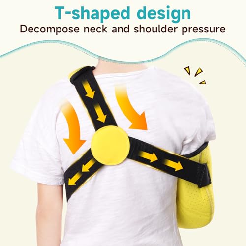 Arm Sling Shoulder Injury Brace for Kids,Kids Arm Sling Shoulder Immobilizer with Waist Strap,Wrist, Elbow,Clavicle Fracture Post-Surgery(Yellow)