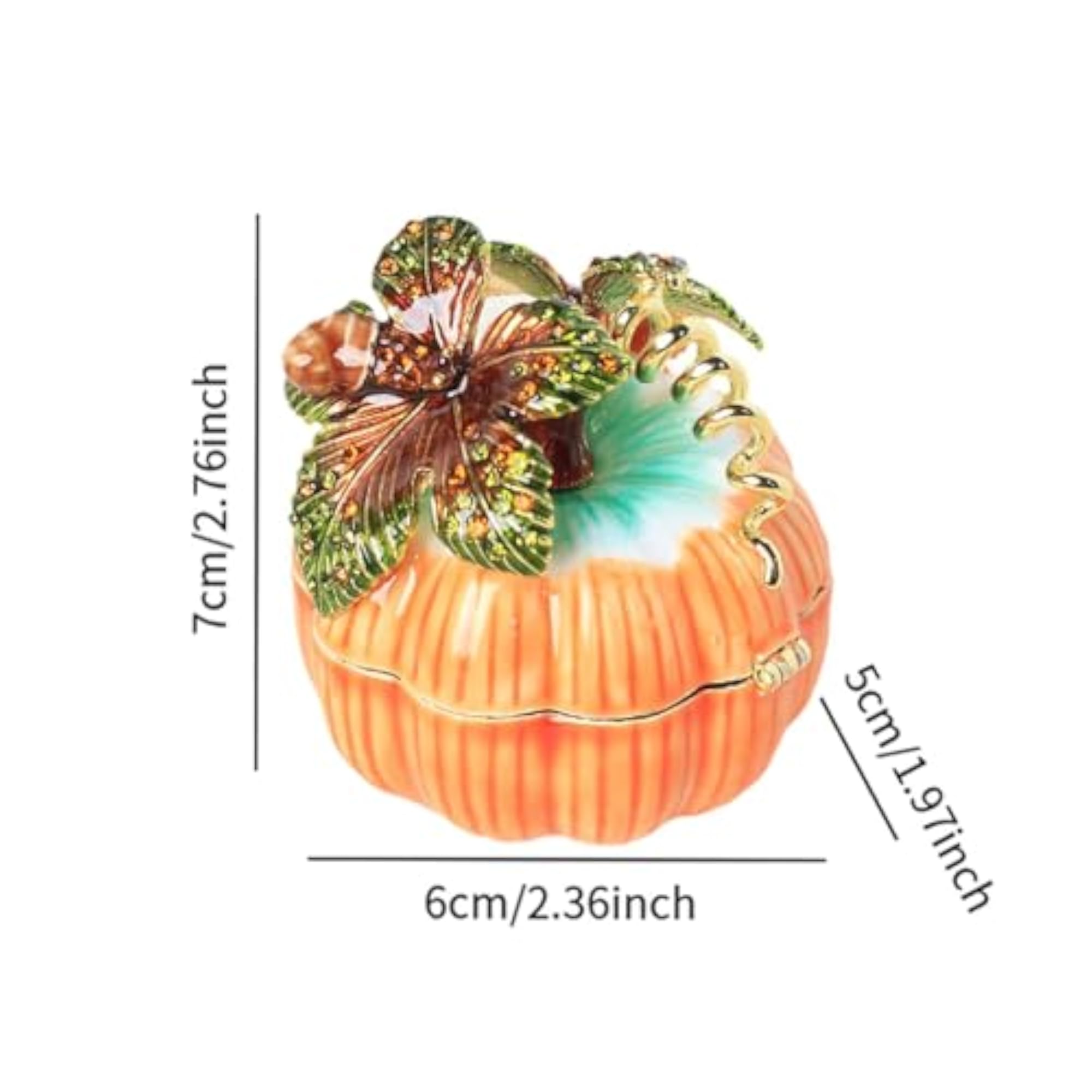 Delicate Enameled Pumpkin Trinket Box for Necklaces & Rings