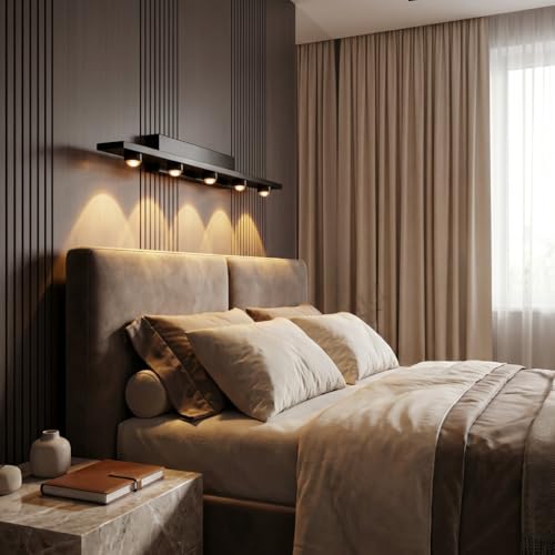 Image of Modern Mirror Light with 5 LED Heads | 3 Color LED Wall Light for Bathroom & Living Room | Metal Wall Mount Vanity Light Fixture for Home Decoration | Indoor Use Only