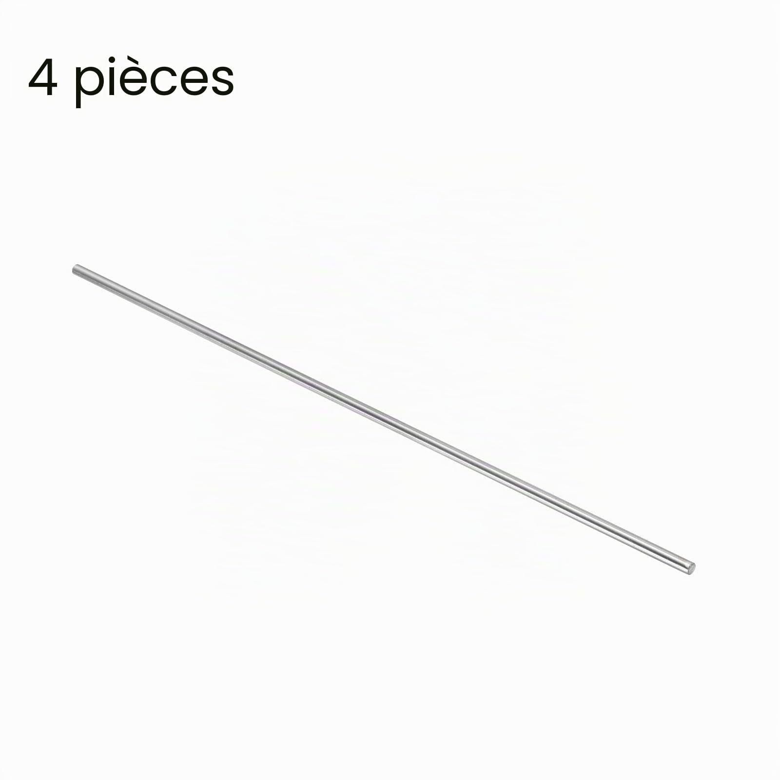 sourcing map 304 Inox Acier Rond Tiges, 6mm x 400mm Solide Arbre Tiges pour DIY Artisanat Modèle Voiture Hélicoptère Avion, Paquet de 4