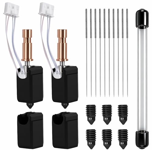 2Pack 3D Printer Upgrade Ceramic Hotend Kit 0.4MM für Kobra S1 Combo Cobra S1 Combo Kit mit 2 Upgraded Hot Ends 6 Hardened Steel 0.4mm Nozzles 2 Silicone Socks and Reinigungsnadeln