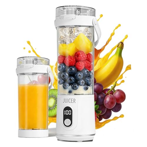 Mixeur portable 600ml blender portable à emporter, Mini mixeur et machine à smoothie avec 12 lames - Sans fil et rechargeable - Pour jus de Granité, fruits,...
