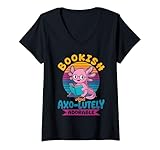 Photo Gallery donna divertente axolotl kawaii bookish e axo-lutely adorabile maglietta con collo a v Photo Gallery donna divertente axolotl kawaii bookish e axo-lutely adorabile maglietta con collo a v