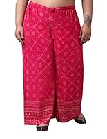 Trend Level Plus Size Rayon Gold Print Relaxed Loose Fit Palazzo For Women's And Girls ( Available Size 4Xl,5Xl,6Xl,7Xl,8Xl,9Xl,10Xl ) B09Z71Xc4K ( 5Xl, Pink Block )