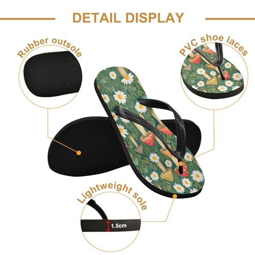 Burbuja Mushroom Daisy Flip Flops for Women Men, Soft Thong Sandals Rubber Slippers for Pool Beach Essentials3