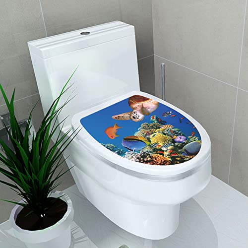 3D Ocean Fishs Decals Toilet Lid Stickers Removable Waterproof Toilet Seat Stickers For Bathroom Wc Toilet Restroom Decor (Fish) #TOP4