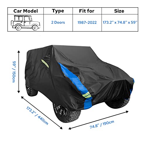 Avecrew Jeep Wrangler Cover Waterproof 2 Door, All Weather Jeep Rain