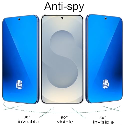 BWEDXEZ 2 Pack Anti-Blue Privacy Tempered Glass for Samsung Galaxy S25 Edge / S26 Plus Anti-Spy Screen Protector Film Electroplated Support Finger Unlock Blue 6.7 inch by BWEDXEZ - Used condition - Image 2