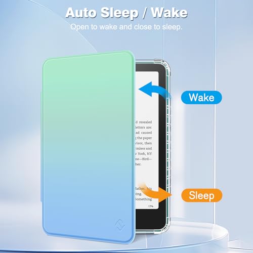 Fintie Hülle für 7 Zoll Kindle Paperwhite(12. Generation) und Kindle Colorsoft/Paperwhite Signature Edition 2025/2024, Clear Weich TPU Schutzhülle mit Auto Sleep/Wake, Farbverlauf
