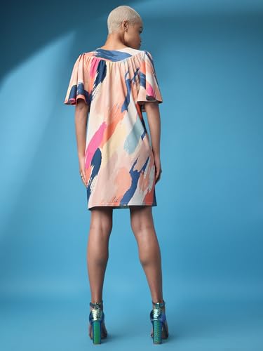 Purvaja Womens Ruffle Above Knee Length Dress (Wini-086-Strock_Peach_Medium)
