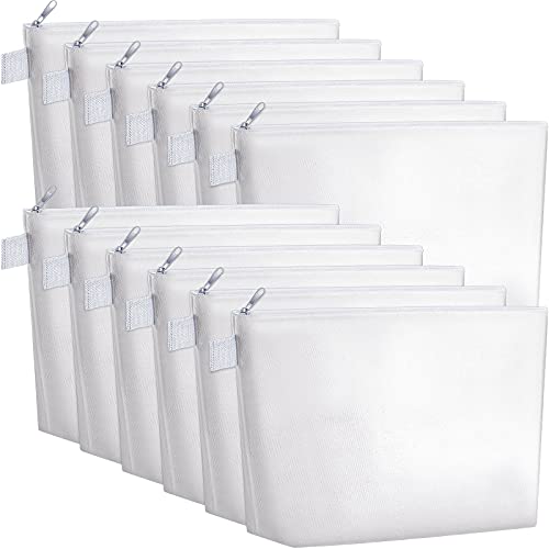 Weewooday 12 Pieces Sublimation Zipper Pouch Blank DIY Canvas Makeup Bags for Women Plain Cosmetic Pouch with Zipper for Travel Wedding Teacher Women Toiletry Makeup Cosmetic Stationery(White)