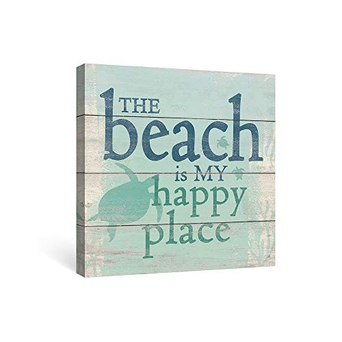 SUMGAR Motivational Wall Art Bathroom Inspirational Quotes Canvas Paintings Rustic Decor Costal Teal Pictures Green Turtle Ocean Prints Nautical Artwork Beach House Decorations,12x12 inch