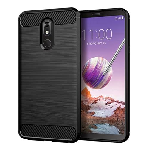 Sidande Case for Stylo 5/Stylo 5X/Stylo 5+/Stylo 5Plus LM-Q720 Case, Ultra Slim Phone Cover with Shock-Absorption Carbon Fiber TPU Rubber Protective Cases for LG Stylo 5 Black