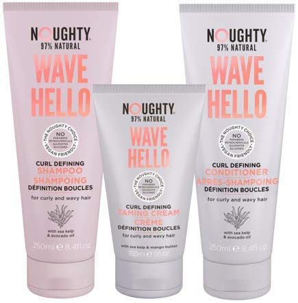 Noughty Wave Hello Curl Defining Trio Set Shampoo x 250 ml & Conditioner x 250 ml & Bändigungscreme x 150 ml