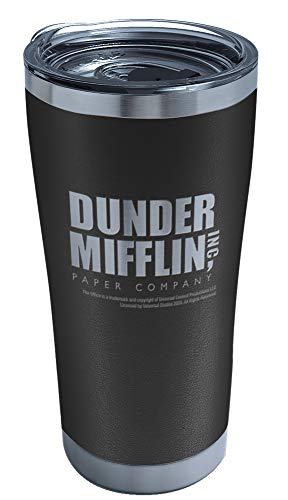 Tervis The Office Dunder Mifflin Logo Engraved on Onyx Triple Walled Insulated Tumbler Travel Cup Keeps Drinks Cold & Hot, 20oz Legacy, Stainless Steel
