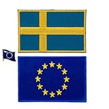 Menge: 1 Stück EU -Flagge Patch (3x2 Zoll), 1 Stück Land Flagge (3x2 Zoll), 1 Stück EU -Flaggenstift (0,7 x 0,6 Zoll)