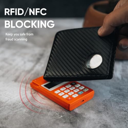 Mens Wallet with AirTag holder,Genuine Leather Bifold Wallets for Men RFID Blocking With 2 ID Window and 12 Cards Holders Gift Box (Coffee Brown) (Carbon)2