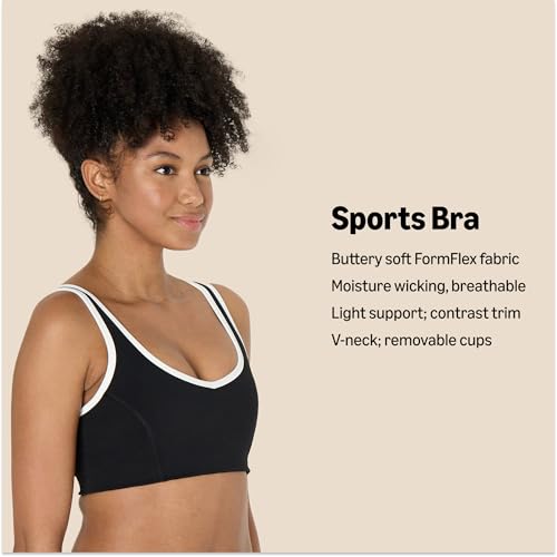 Amazon Essentials Women's Active FormFlex Buttery Soft Light Support V-Neck Sports Bra with Contrast Trim2