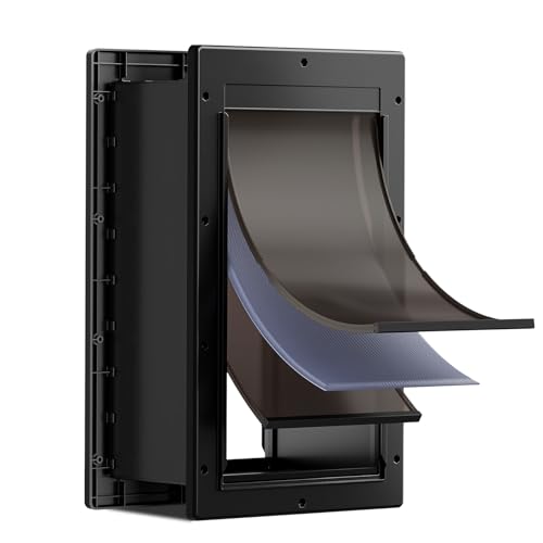 Tiylibe Dog Door 3 Flap Plastic Dog Door for Wall Large Doggy Door Dogie Door for Interior & Exterior Walls Magnetic Flaps Insulation Flap Closing Panel Pet Door for Pets Up to 110lbs